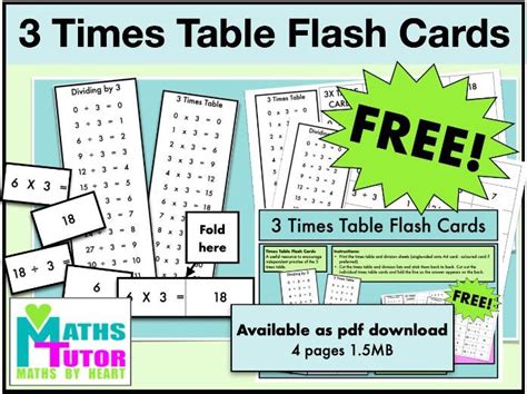 3 Times Table Flash Cards FREE | Teaching Resources