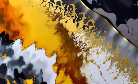 Premium Photo | A painting of a black and gold color with a black and white background.