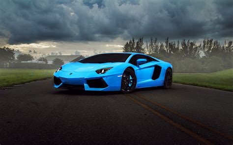 Fonds d'ecran Lamborghini Aventador supercar Luxe Bleu ciel Voitures télécharger photo