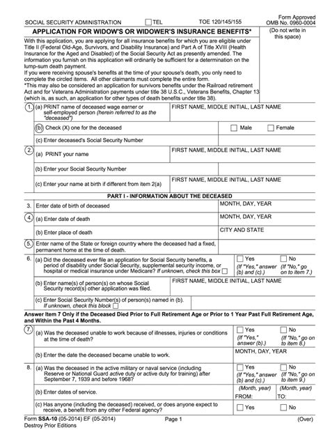 2014 Form SSA-10 Fill Online, Printable, Fillable, Blank - pdfFiller