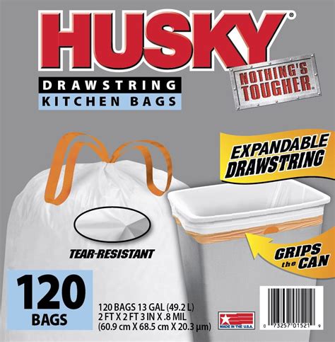 Husky Tall Kitchen Trash Bags, 13 Gallon, 120 Bags (Expandable Drawstring) - Walmart.com