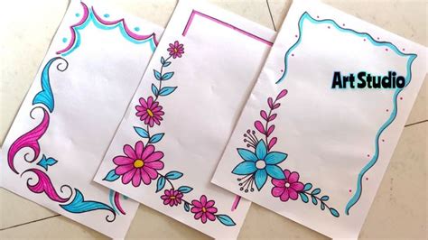 two pictures of paper with flowers and vines on them