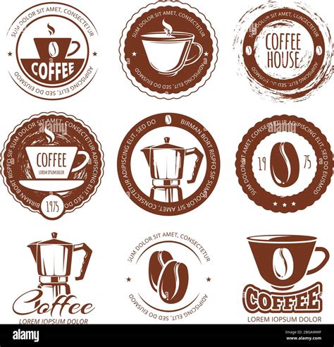 Vector illustration of vintage coffee labels and badges. Logo cafe Stock Vector Image & Art - Alamy