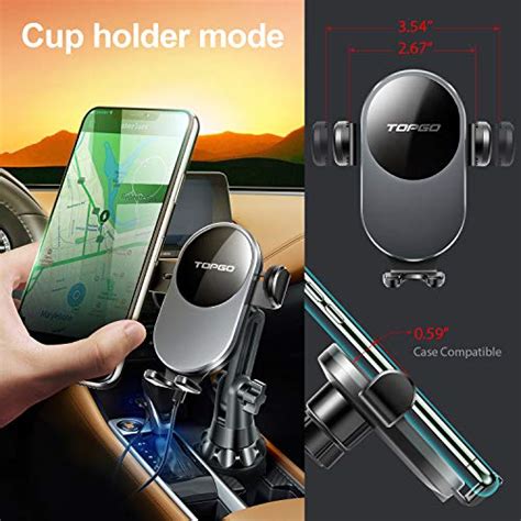 [Upgraded] TOPGO Cup Holder Phone Mount Wireless Charger,Universal Cell Phone Holder Car Charger ...