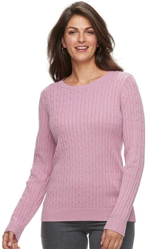 Women's Croft & Barrow® Essential Cable-Knit Crewneck Sweater | Sweaters, Kohls women, Pullover ...