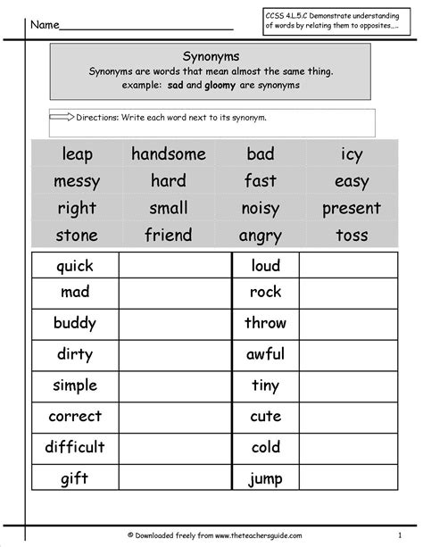 Synonym Activities, Synonym Worksheet, Possessive Nouns Worksheets ...