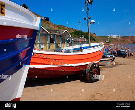 Coble Fishing Boats on Filey Coble Landing, Filey, East Yorkshire Coast ...