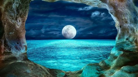 Captivating fool moon above the sea from Prohodna cave. | Belas imagens, Lindas paisagens ...