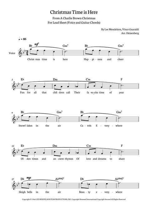 Christmas Time Is Here (arr. Heisenberg) Sheet Music | Vince Guaraldi | Guitar Chords/Lyrics