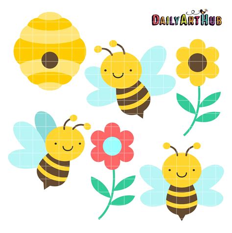 Cute Honey Bees Clip Art Set – Daily Art Hub // Graphics, Alphabets & SVG