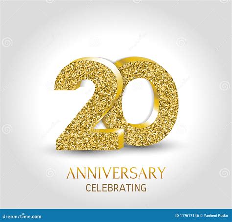 20 - Year Anniversary Banner. 20th Anniversary 3d Logo With Gold ...