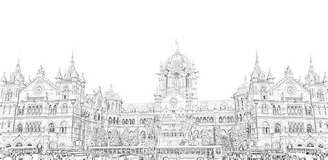 Stock Pictures: VT or CST station sketch, illustration and silhouette