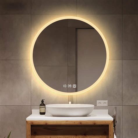 KINWELL 24 in. W x 24 in. H Frameless Round LED Light Bathroom Vanity ...