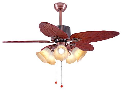 Modern Ceiling Fan With 5-Palm Leaf Wooden Blades - Tropical - Ceiling Fans - by ParrotUncle