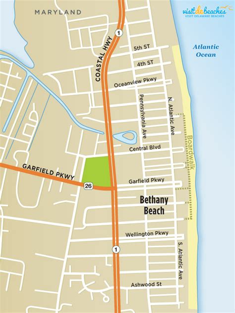 Map of Bethany Beach, DE | Visit Delaware Beaches | Rehoboth, Bethany & Fenwick