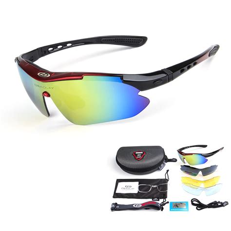 4 Lens Polarized Cycling Sunglasses Bike Bicycle UV400 Goggles Sports ...