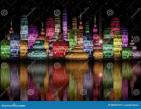 Futuristic city skyline stock illustration. Illustration of scene ...