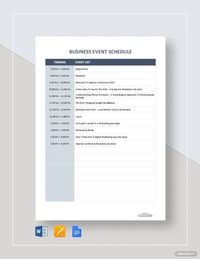 Free 27+ Event Schedule Templates - Word, Excel, PDF | Free & Premium Templates