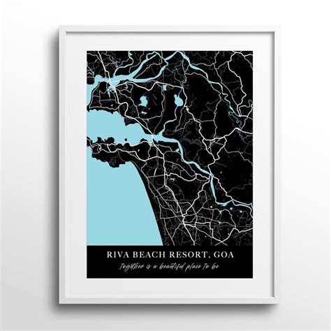 Personalized Black and Blue City Map Wall Art Print | Custom Wall Art ...