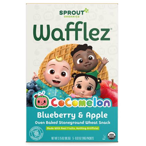 CoComelon Sprout Organics Toddler Snacks, Organic Blueberry Apple Wafflez, Single Serve Waffles ...