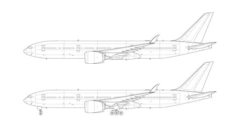 Boeing 777-8 blank illustration templates – Norebbo