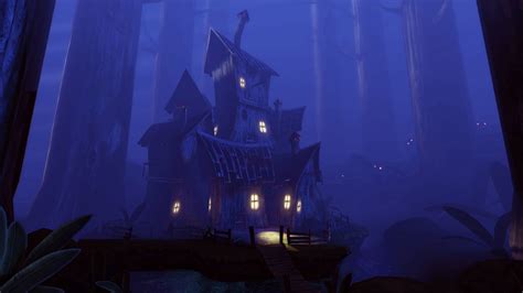 Download Night Forest Spooky Fantasy House 4k Ultra HD Wallpaper