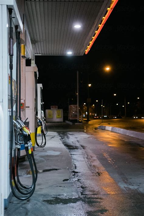 "Empty Gas Station At Night" by Stocksy Contributor "Rowena Naylor ...