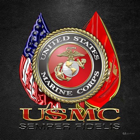 U. S. Marine Corps U S M C Emblem on Black by Serge Averbukh | Marine ...