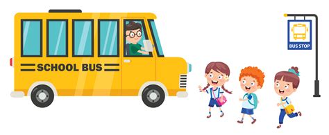 Happy Kids Walking to School Bus 1219769 Vector Art at Vecteezy