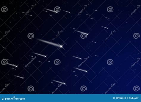 Meteor shower in the sky stock illustration. Illustration of night - 28952619