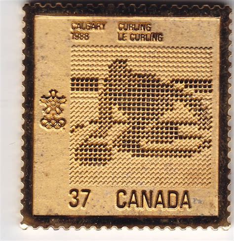 3 x 1988 Calgary Olympics Gold Plated Sterling Silver Postage Stamps By ...