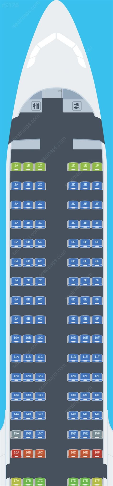 Seat map of IndiGo Airbus A321neo aircraft