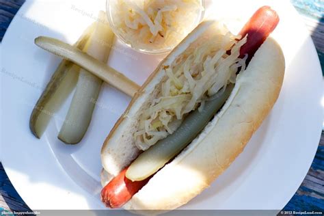 Hot Dogs with Homemade Sauerkraut and Pickles Recipe