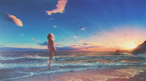 Girl Beach Sunrise Photo Manipulation Wallpaper,HD Artist Wallpapers,4k ...