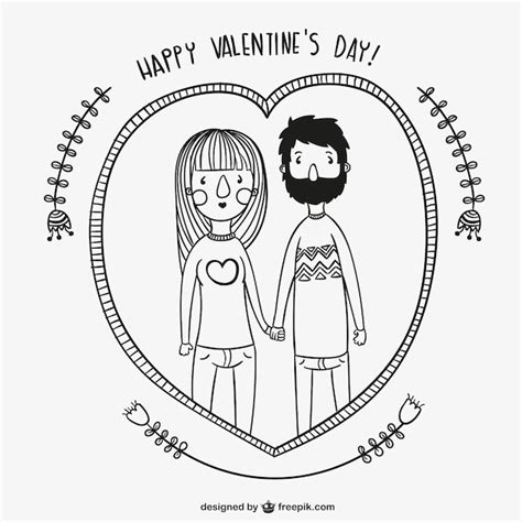 Free Vector | Valentine couple drawing