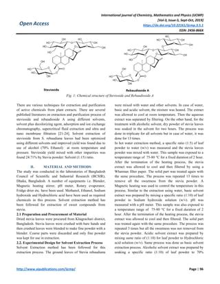 Isolation of Stevioside and related compounds from two types of Stevia rebaudiana (Bertoni ...