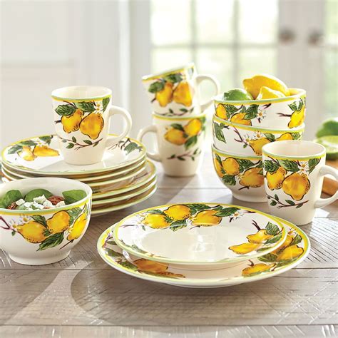 Seasonal 16-Pc. Lemon Dinnerware Set, Multi | Lemon kitchen decor ...