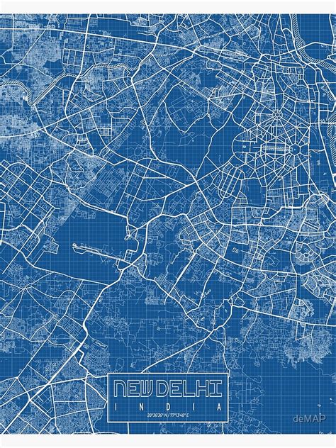 "New Delhi City Map of India - Blueprint" Poster by deMAP | Redbubble Berlin City, Berlin Wall ...