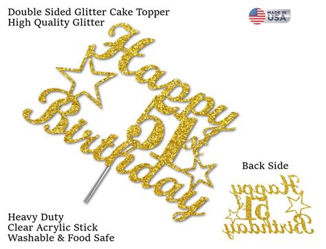 51st Birthday Cake Toppers double Side Glitter Adult Party - Etsy