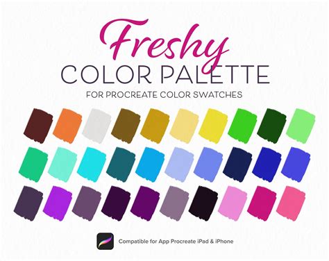 freshy color palettes for procreate color swatches with the text,