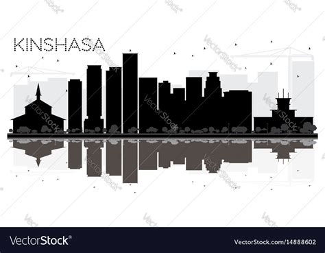 Kinshasa city skyline black and white silhouette Vector Image