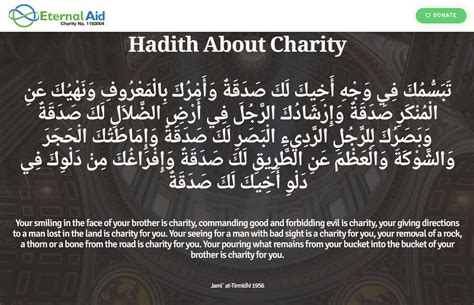 Hadith About Charity - Eternal Aid Charity