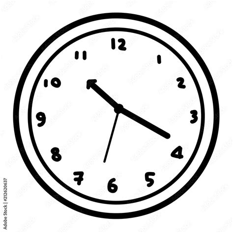 clock / cartoon vector and illustration, black and white, hand drawn, sketch style, isolated on ...