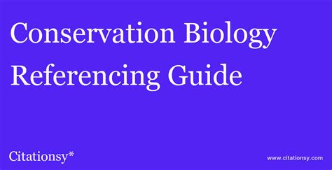 Conservation Biology Referencing Guide · Conservation Biology citation (updated Jan 02 2025 ...