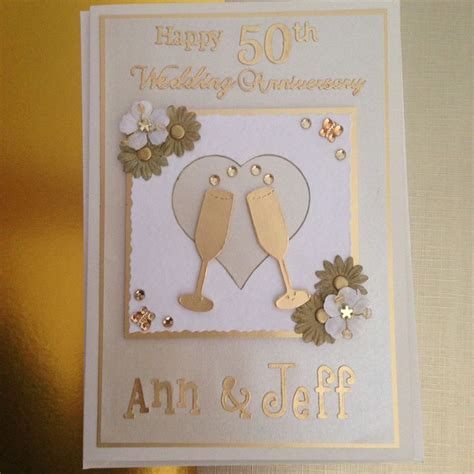 Golden wedding anniversary card | Anniversary cards handmade ...