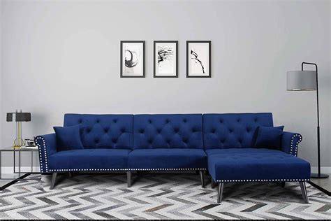 elvet Fabric Sectional Sofa Set Corner Couch (NAVY Blue)