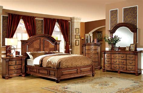 Furniture of America Bellagrand 4pc Panel Bedroom Set in Antique ...