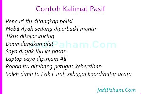 60 Contoh Kalimat Pasif dengan Kata Berimbuhan Di-, Ter-, dan Ke-an | Jadi Paham