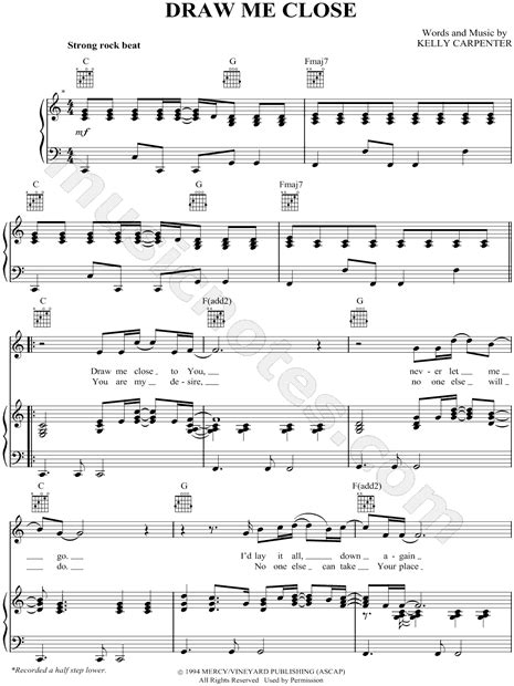 Kutless "Draw Me Close" Sheet Music in C Major (transposable) - Download & Print - SKU: MN0056023