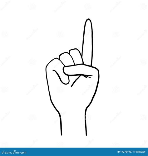 Index Finger Up. Vector Linear Drawing by Hand. Symbol of the Hand Stock Illustration ...